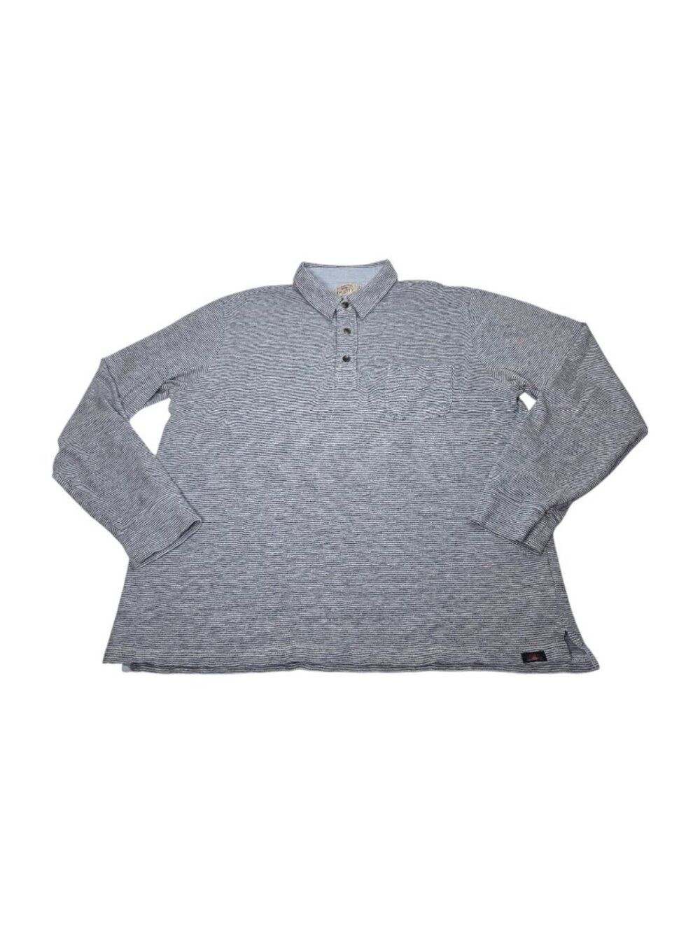 Faherty Movement Long Sleeve Polo Shirt Men’s Large Blue White Striped Pocket